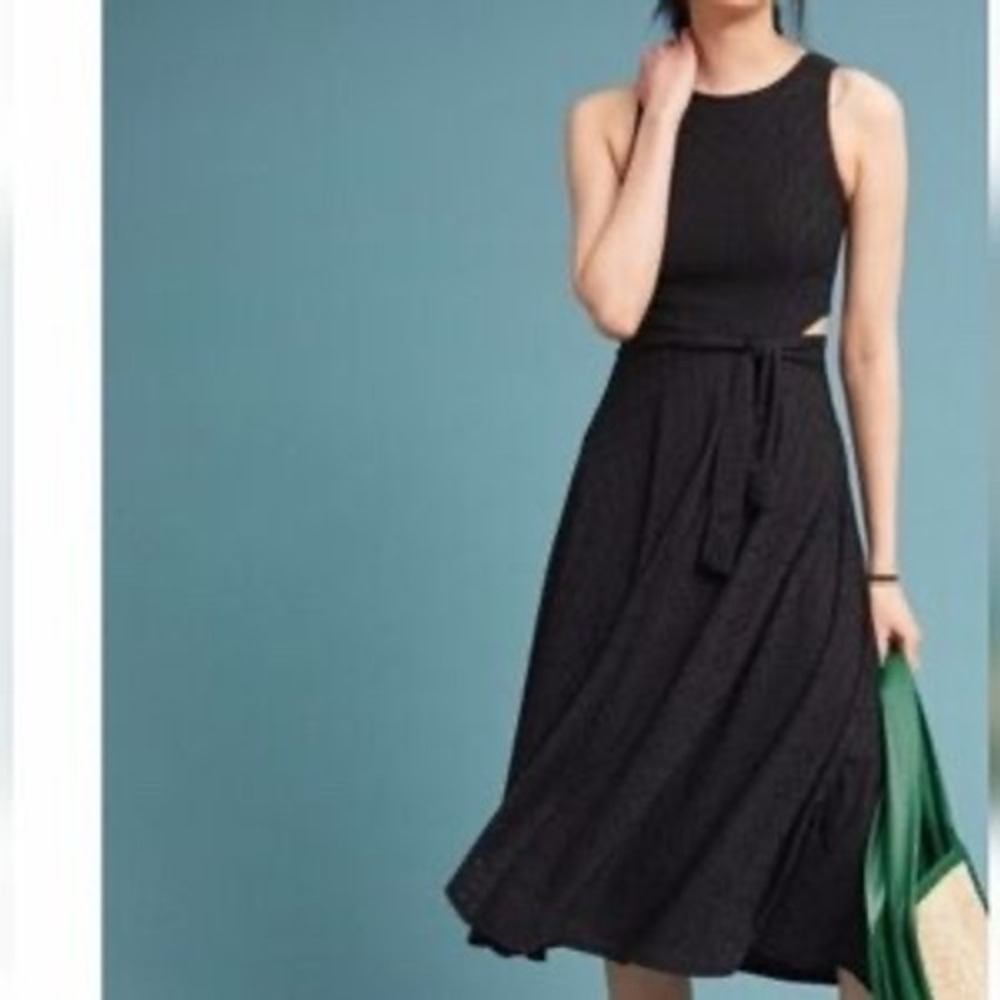 Hutch‎ Anthropologie Algarve Black Eyelet Cut Out Midi Dress XS